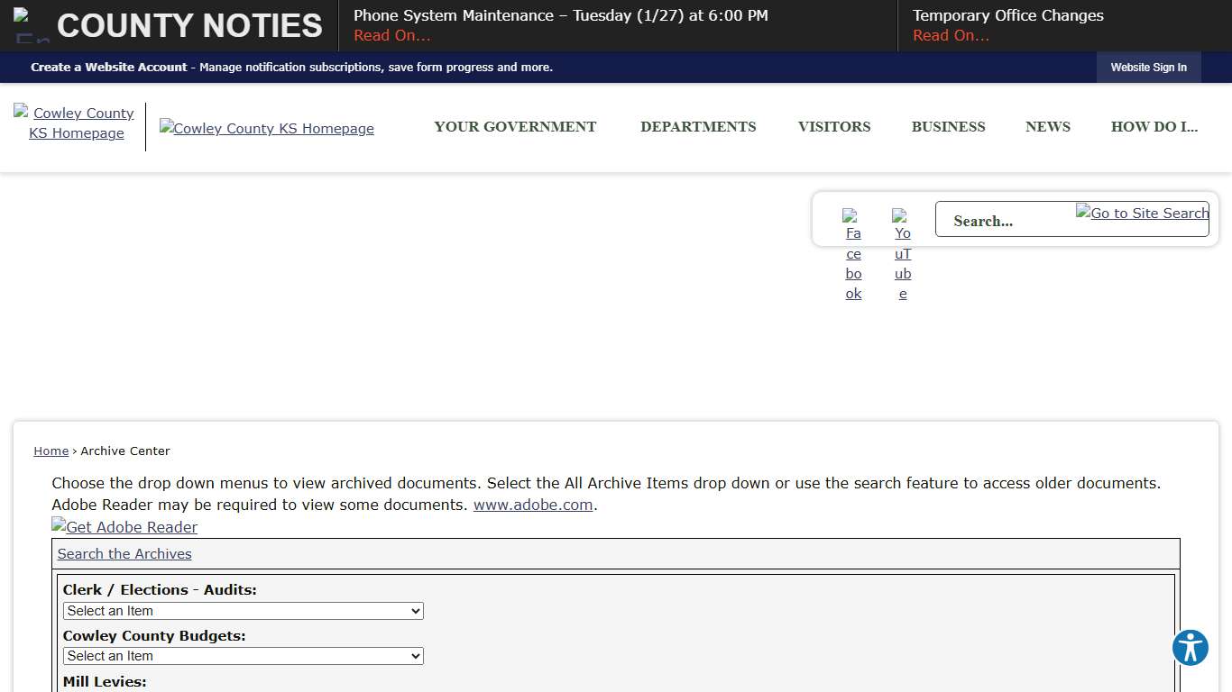 Archive Center • Cowley County, KS • CivicEngage
